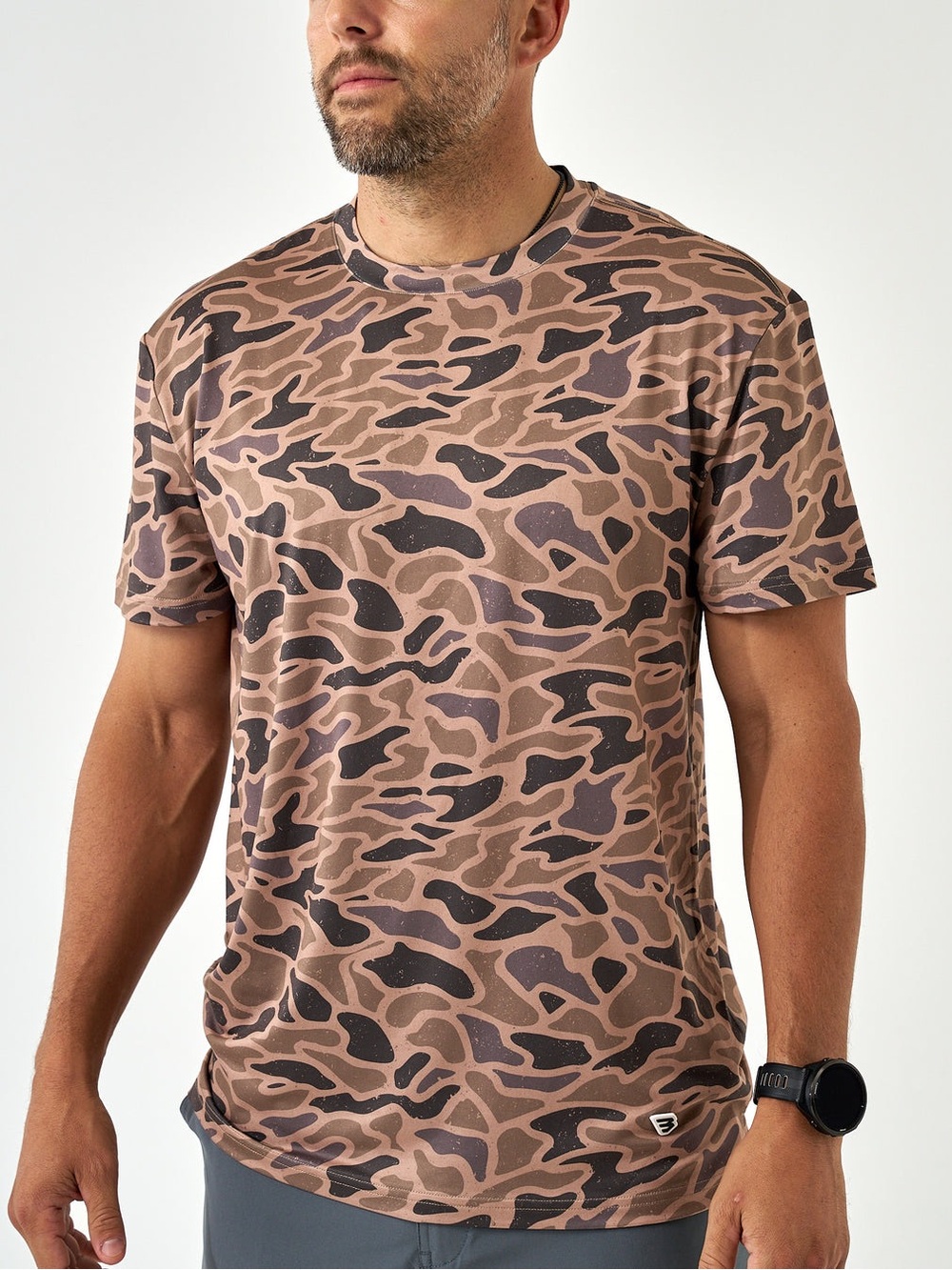 Burlebo Men's Short Sleeve Camo Tee in Gauge Camo Size XL Outdoors Athleisure